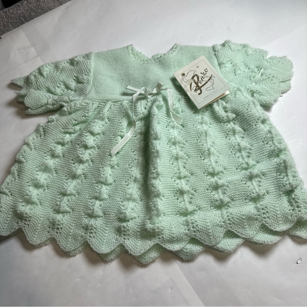Vintage Perzo Baby Knit Dress
Mint Green Handcrafted Acrylic
New Tag - Picture 2 of 14